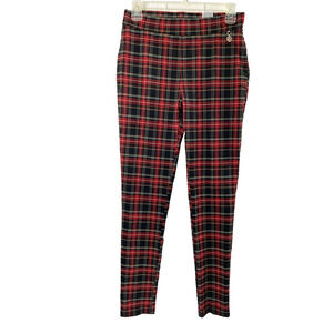 Tommy Hilfiger Pants Womens Size 6 Preppy Red Black Tartan Plaid Stretch Slacks